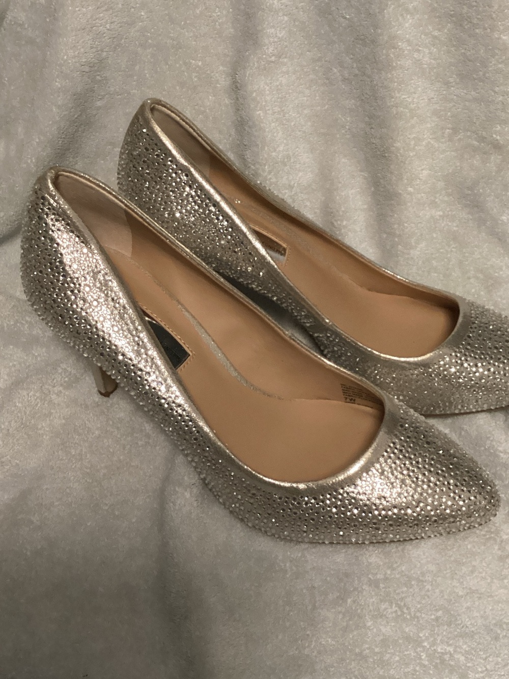 INC International Concepts Silver Rhinestone Pointed-Toe Heels